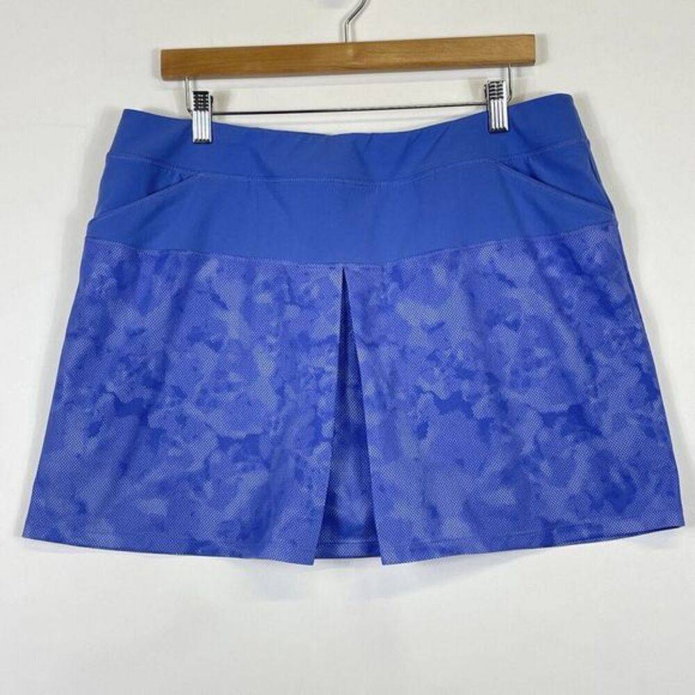 New Adidas Skirt Women Large Tour Golf Baja Blue Mix Print Pull On Skort Active